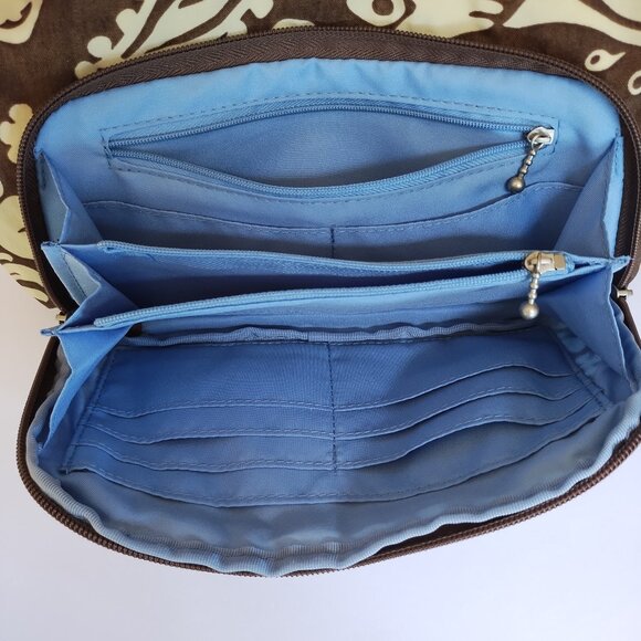 Baggallini Brown & Cream Floral Crossbody Purse Adjustable Strap - Picture 11 of 16